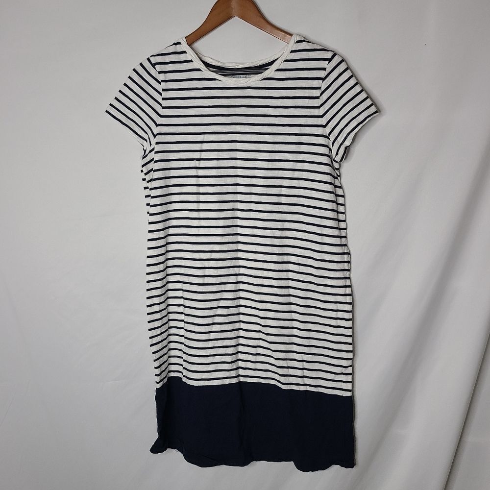 Boden Size‎ 10L Dress Navy Blue and White Striped T Shirt Dress Sundress …
